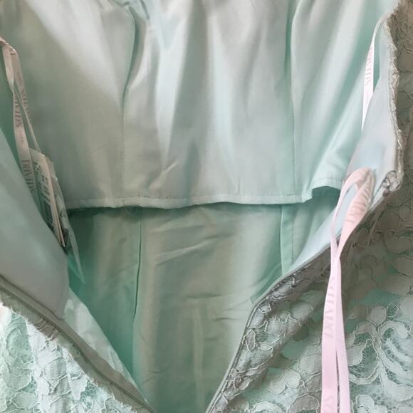 David’s Bridal Teal Short Strapless Lace Dress - Picture 13 of 16